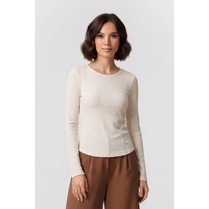 ARKET Sierra Rib Ls Top White Taglia: XS | Maglie a manica lunga Outlet | Donna | Bianco
