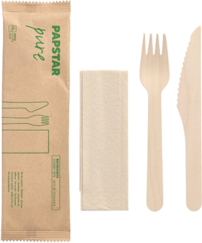 PAPSTAR bestek-set 'pure', van berkenhout, 3-delig