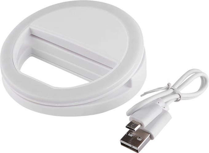 Selfie lamp voor op uw mobiele telefoon / LED Selfie Ring met USB laadkabel / Wit / HaverCo