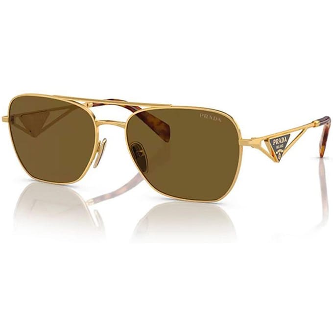 Prada Logo Arm Piloten Zonnebril Dames zonnebril Goud 0PRA50S-5AK01T Basic Packaging-Eyeglass Case+Box,59,Gold brown
