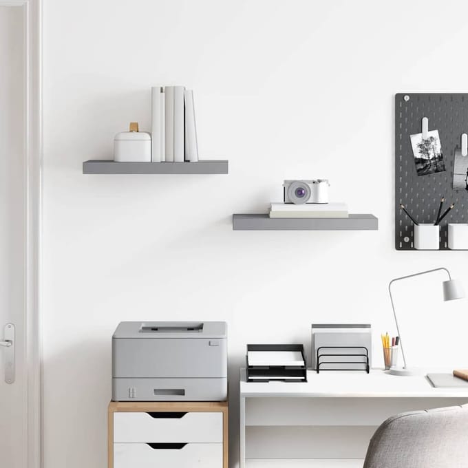 vidaXL - Wandschappen - zwevend - 2 - st - 50x23,5x3,8 - cm - MDF - grijs