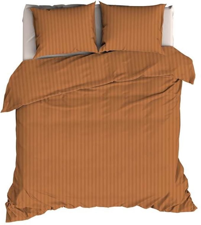 Satin d'Or Satijnstreep Dekbedovertrek - Extra breed - 260x200/220 cm - Spiced Terra