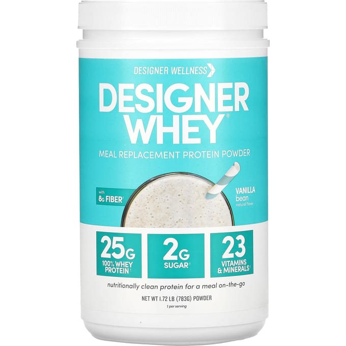 Designer Wellness, Designer Whey, Poudre de Protéines de Substitution de Repas, Gousse de Vanille, 1,72 lb (783 g)