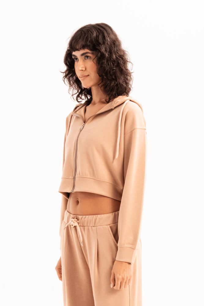 Sweat Femme Zippé à Capuche Court JUSTEVER - Atria