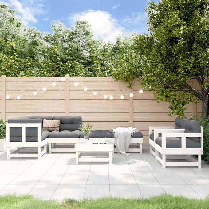 vidaXL - 8-delige - Loungeset - massief - grenenhout - wit