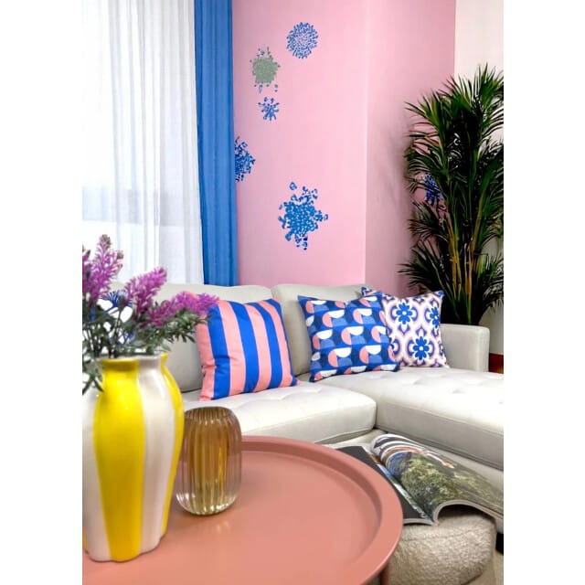 Gek op kussens! Sierkussen pink blue bloom | 45 x 45 cm | katoen/polyester