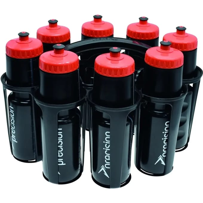 Precision bidonhouder set ovaal met 8 waterflessen 750ml sport.