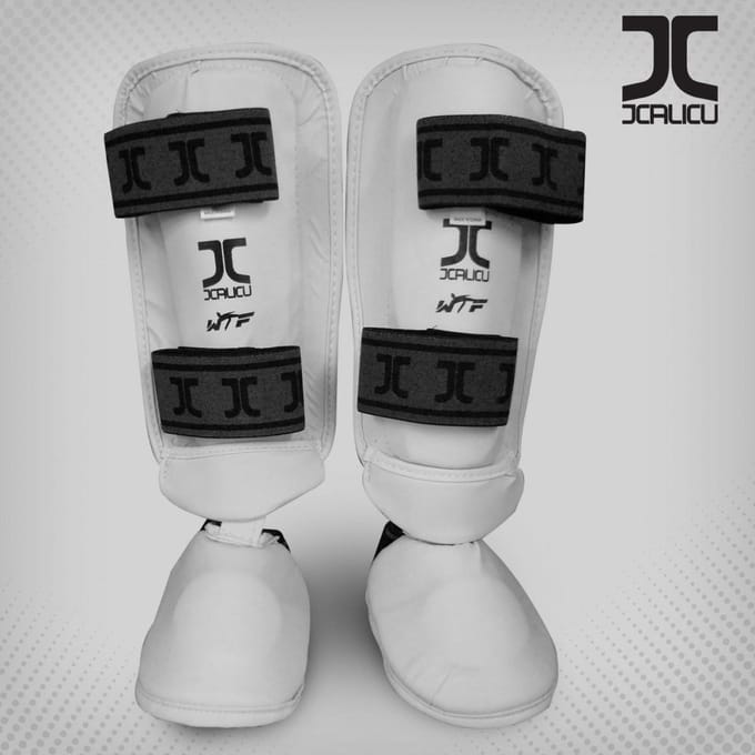 Taekwondo-scheen/wreef-beschermers JCalicu | WT | Wit (Maat: M)