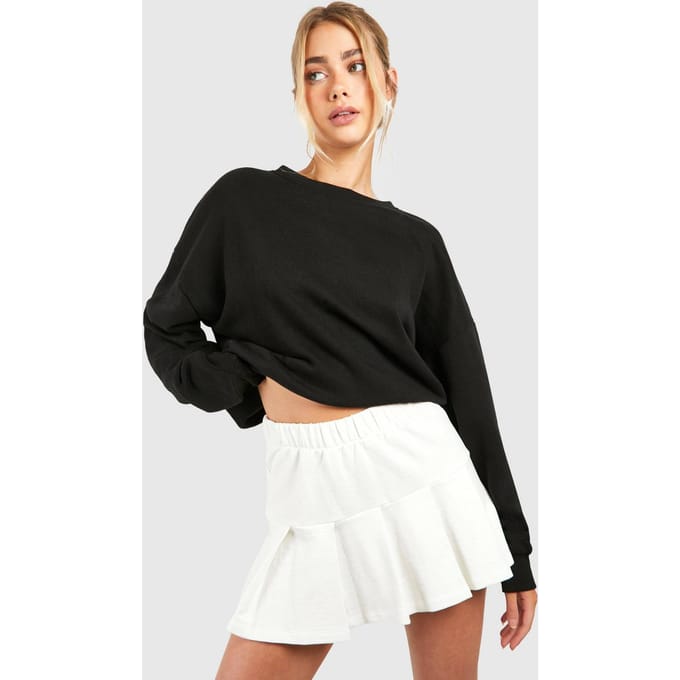 boohoo Dames Loopback geplooide tennisrok | Ecru | Maat: Medium