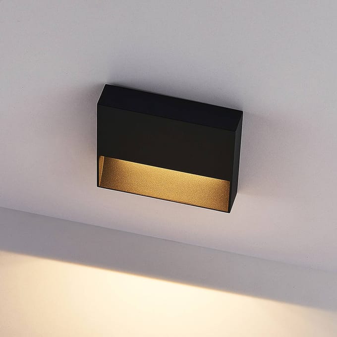 Molto Luce LED buiten wandlamp Cado, breedte 14 cm, zwart