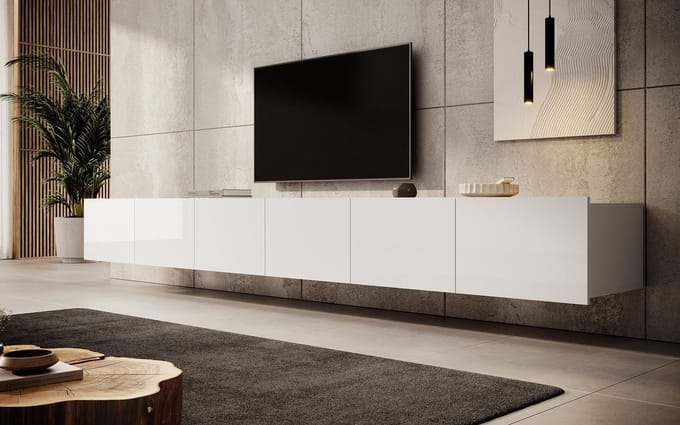 Meubella - TV-Meubel Calabas - Wit - 300 cm