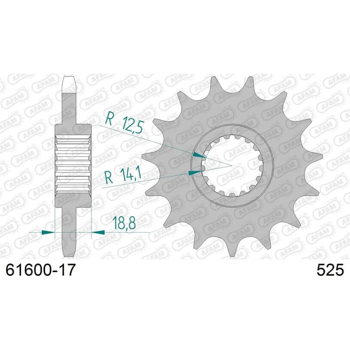Stalen motortandwiel voor Afam 525 17 dents
