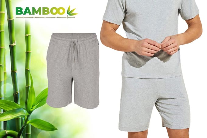 Bamboe Pyjama Short Heren - Grijs - Maat M - Korte Pyamabroek Heren - Pyama Heren Volwassenen