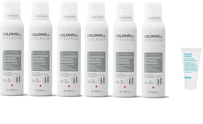 6 x Goldwell - Stylesign Compressed Working Spray - 150 ml + WILLEKEURIG Travel Size