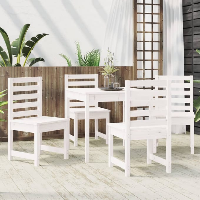 vidaXL - 5-delige - Tuinset - massief - grenenhout - wit