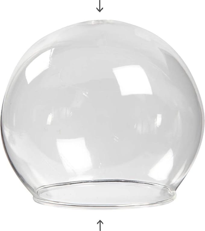 Belvormig glas zonder voet, d 8 cm, gatgrootte 5 cm, transparant, 4 stuk
