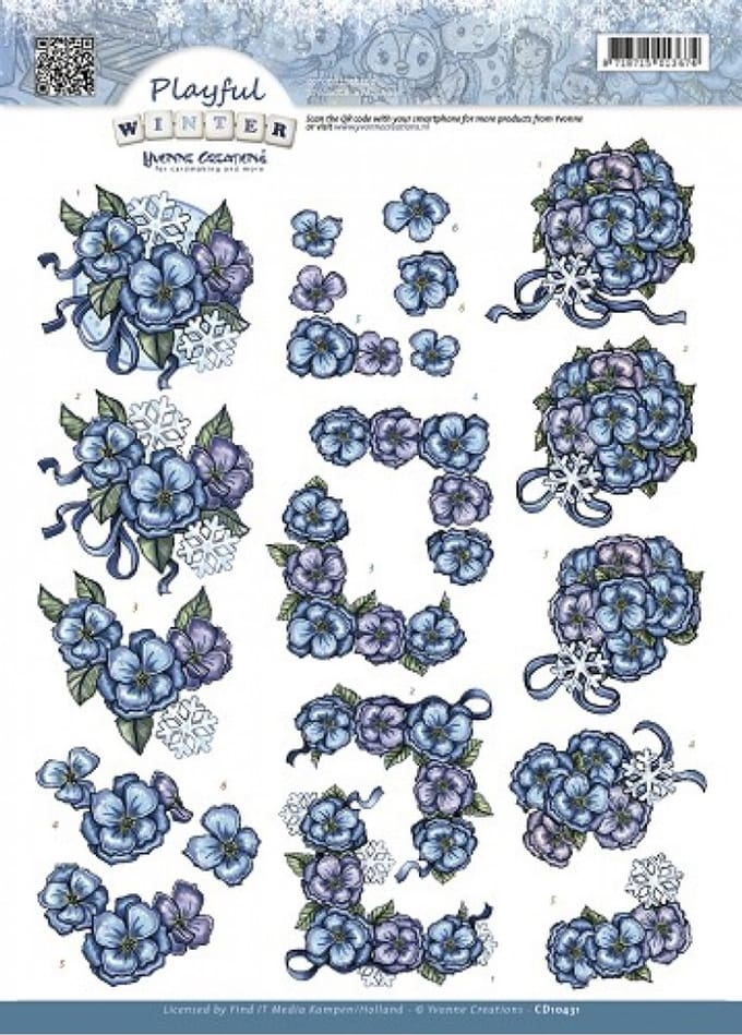 3D Knipvel - Yvonne Creations - Playful Winter - Snowflowers