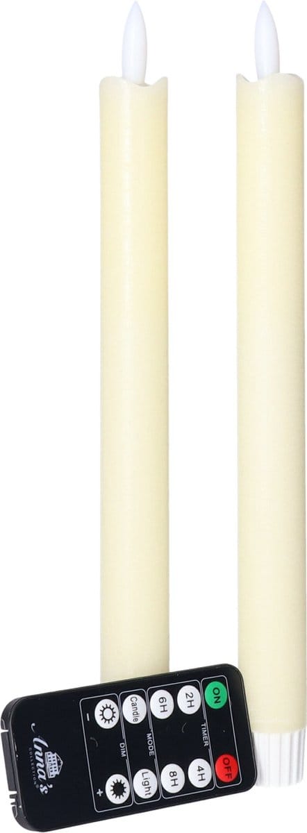 Anna's Collection LED dinerkaarsen - 2x - ivoor - 23 cm - met afstandsbediening
