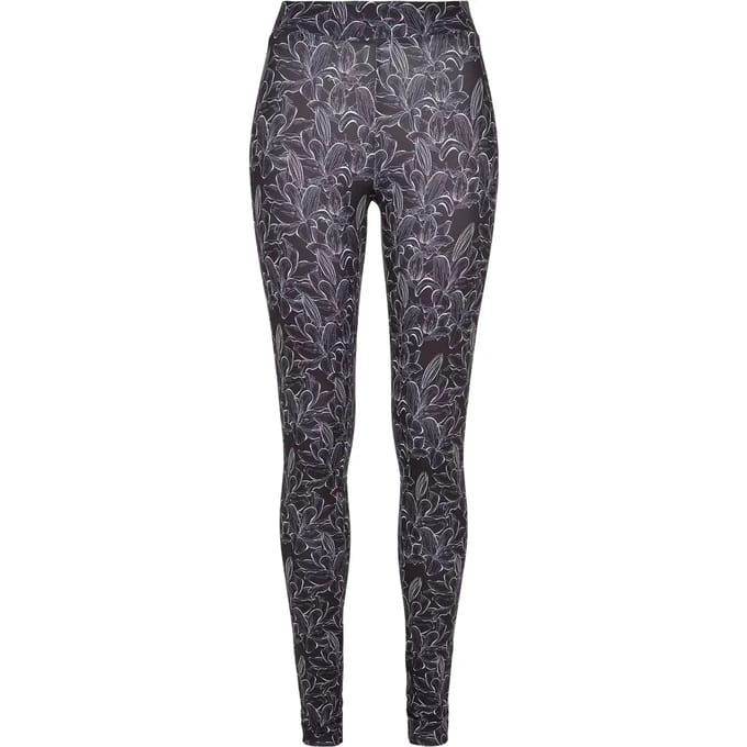 Urban Classics - AOP Hibiscus Legging - S - Zwart
