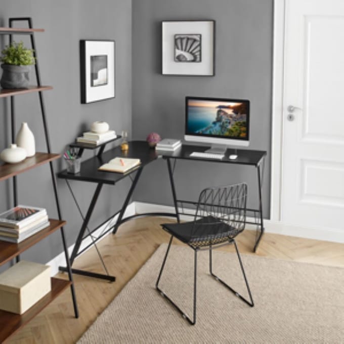 Xergonomic hoekbureau - bureau - comfortabel bureau - game bureau- gaming bureau - mooi design - zwart