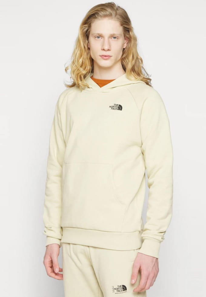 The North Face Heren Reglan Red Box Hoodie in Bleached Gravel