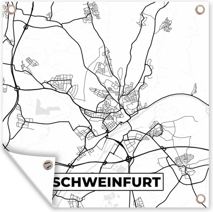 Tuindoek Schweinfurt - Stadskaart - Plattegrond - Kaart - 100x100 cm