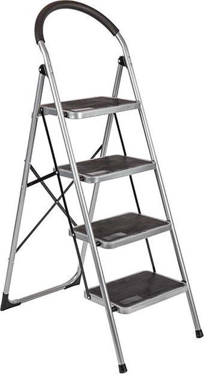 Trapladder keukentrap met brede treden King 4 treden