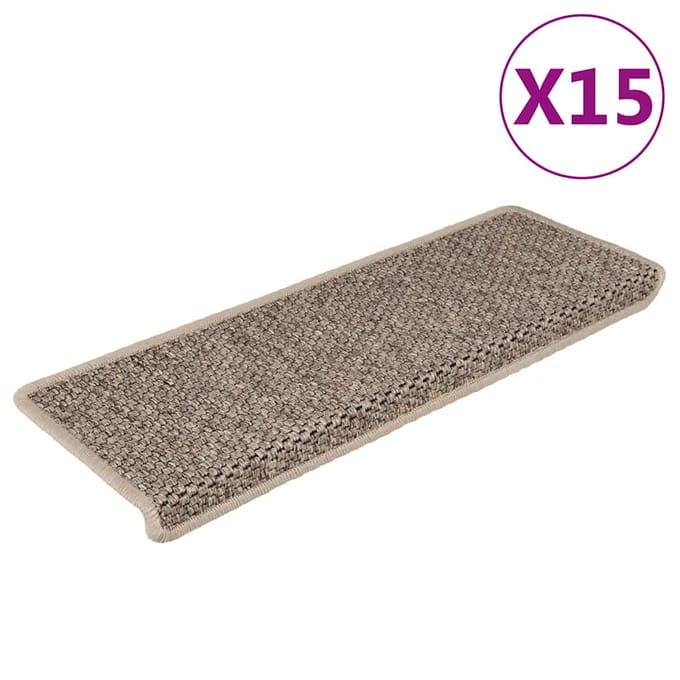 vidaXL - Trapmatten - zelfklevend - 15 - st - sisal-look - 65x21x4 - cm - donkerbeige