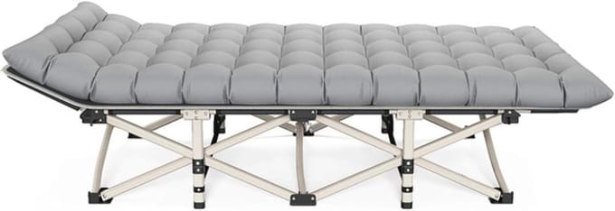 Opklapbed Volwassenen - Kampeerbed Draagbaar - Comfortabel Rusten - Extra Breed 80cm - 190x80cm - Parel Katoen