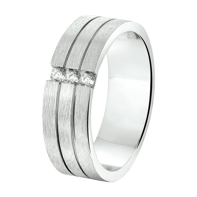 Zilver Gerhodineerde Ring A207 - 6 mm - met cz 1315503 17.00 mm (53)