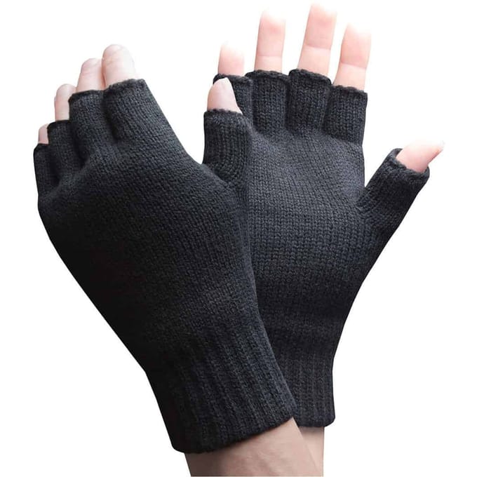 Heat Holders - Thermische vingerloze herenhandschoenen - Zwart