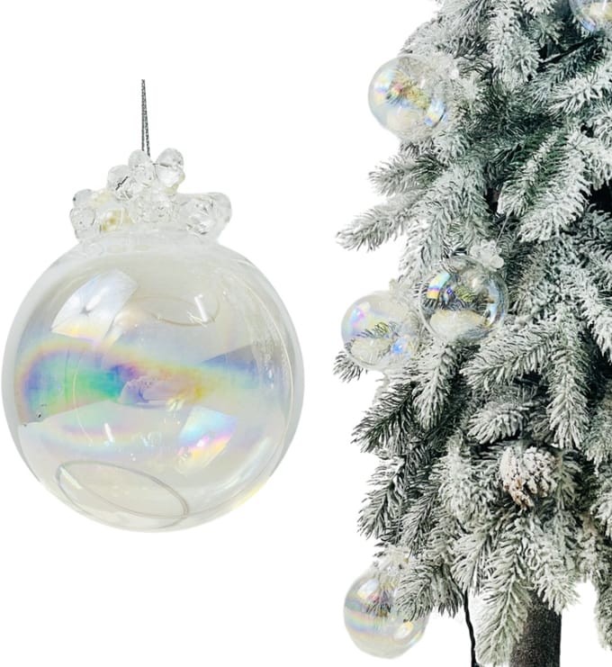 Inspiruj - Kerstbal - Glas - Opaliserende Afwerking - 8 cm