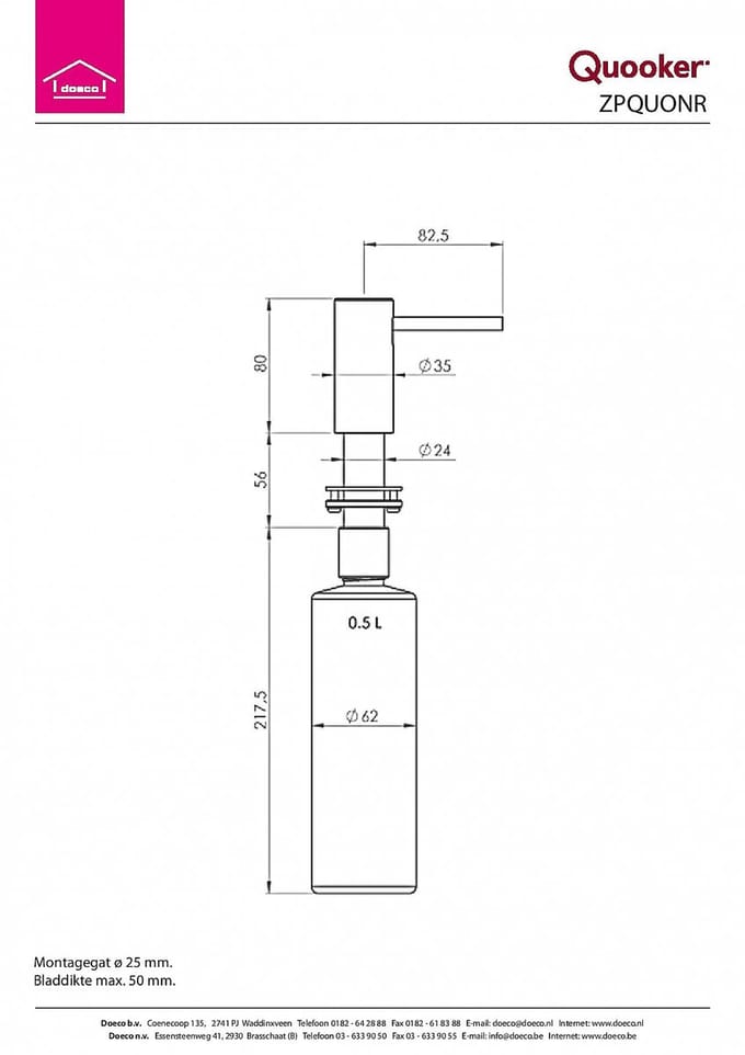 Quooker® Zeeppomp Nordic Rosé Koper