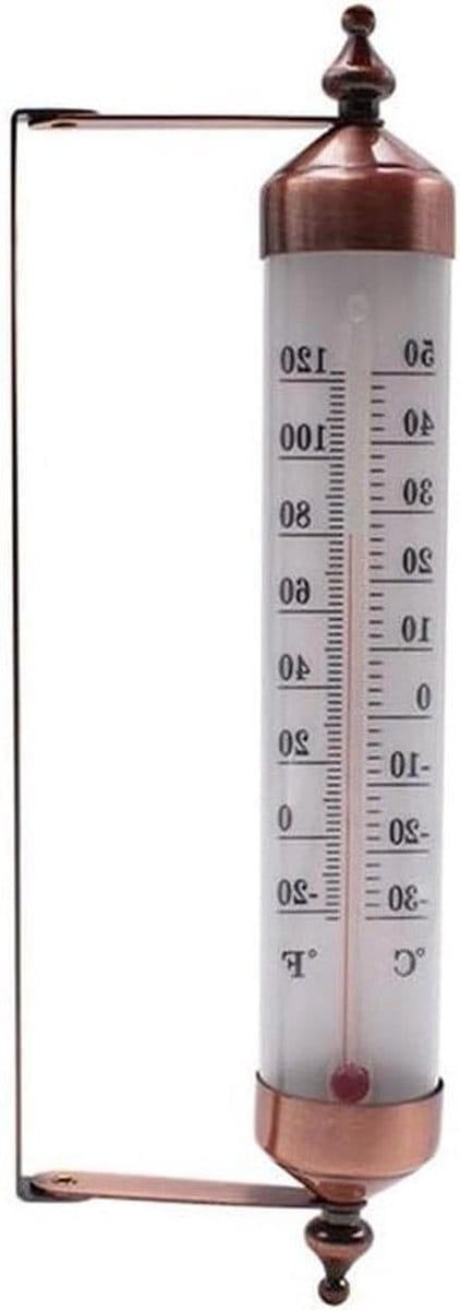 Binnnen Buiten Thermometer - Temperatuurmeter Weer - Temperatuur Meten - Dubbele Schaal - 26 cm - Zilverkleurig