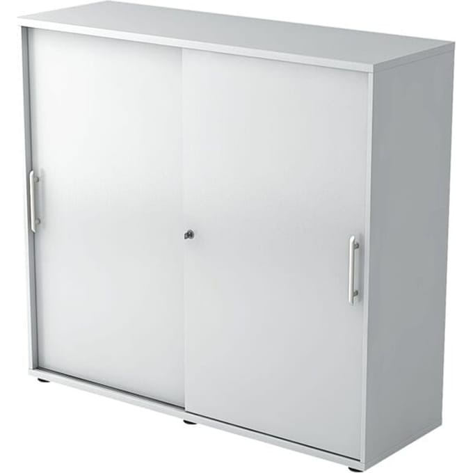 Schuifdeurkast, 3 ordnerhoogten, B 1200 x D 400 x H 1100 mm, lichtgrijs