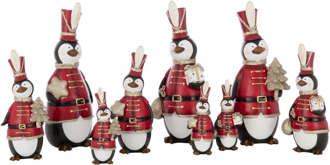 J-Line figuur Pinguin Kerstmis - polyresin - mix - large - 3 stuks