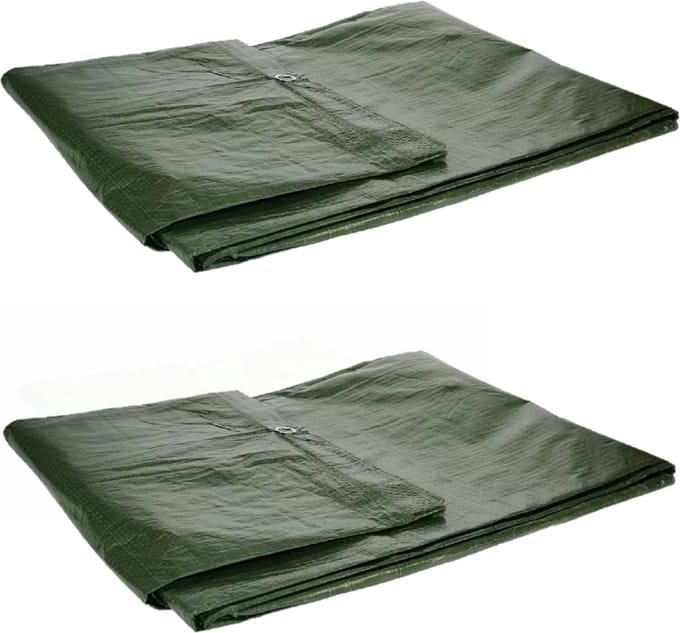 Talen Tools Afdekzeil - 2x - groen - 90 gr/m2 - 200 x 400 cm - waterdicht - dekzeil