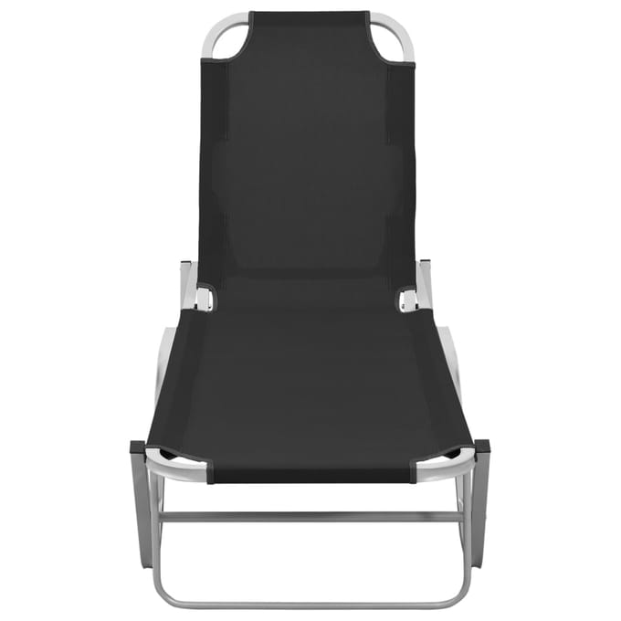 vidaXL - Ligbed - aluminium - en - textileen - zwart