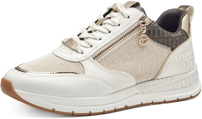 Tamaris Low Top Sneaker Damesschoenen Vegan M2373241 wit/bruin/goud