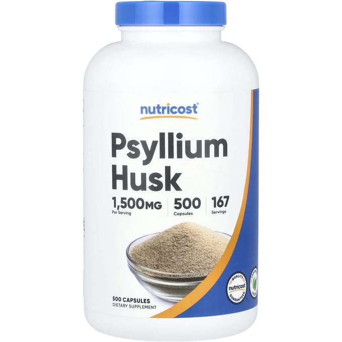 Nutricost, enveloppe de psyllium, 1 500 mg, 500 capsules (500 mg par gélule)