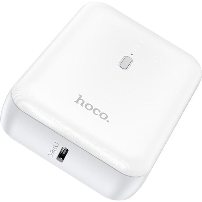 Hoco Mini Powerbank 5000 mAh - Compacte Noodlader - Met LED Indicator - Ideaal voor Telefoon & Draadloze Oortjes - Wit