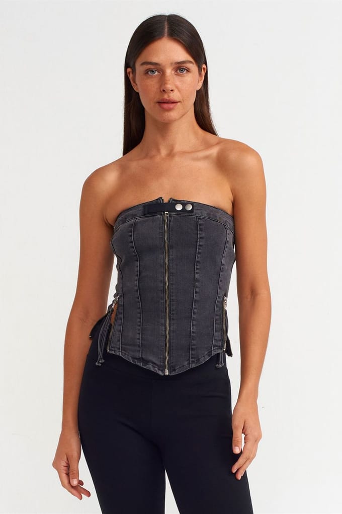 Strapless Korte Denim Top