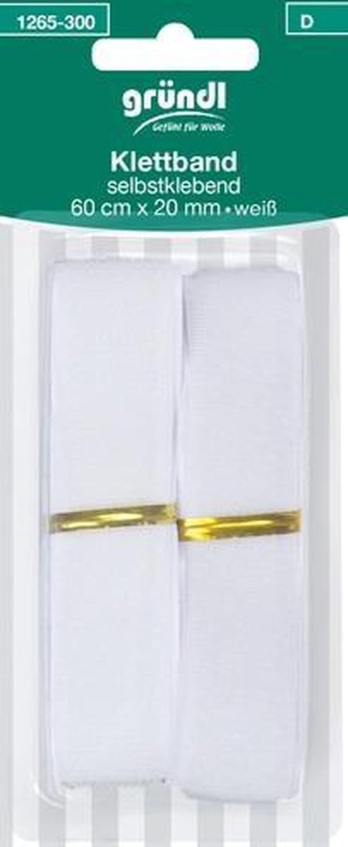 1265-300 Klittenband zelfklevend 20mm x 60cm wit