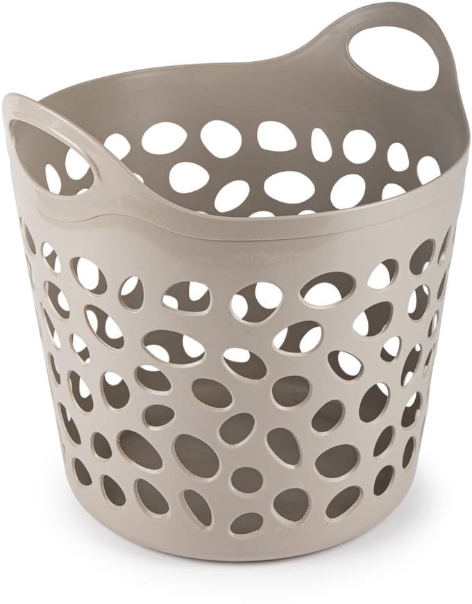Plasticforte Flexibele wasmand/opbergmand - rond - beige - 35 liter - D40 x H39 cm