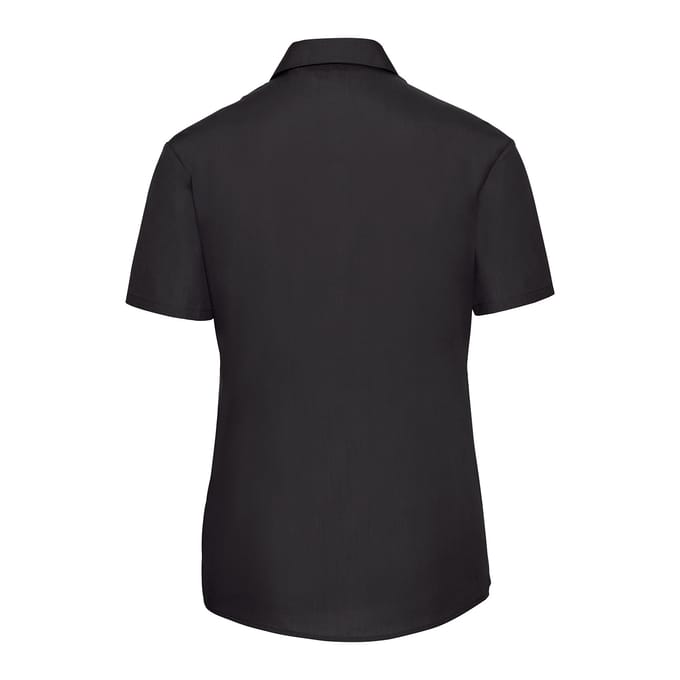 Russell Collection Dames/Dames Poplin Easy-Care Overhemd met Korte Mouwen (Zwart)