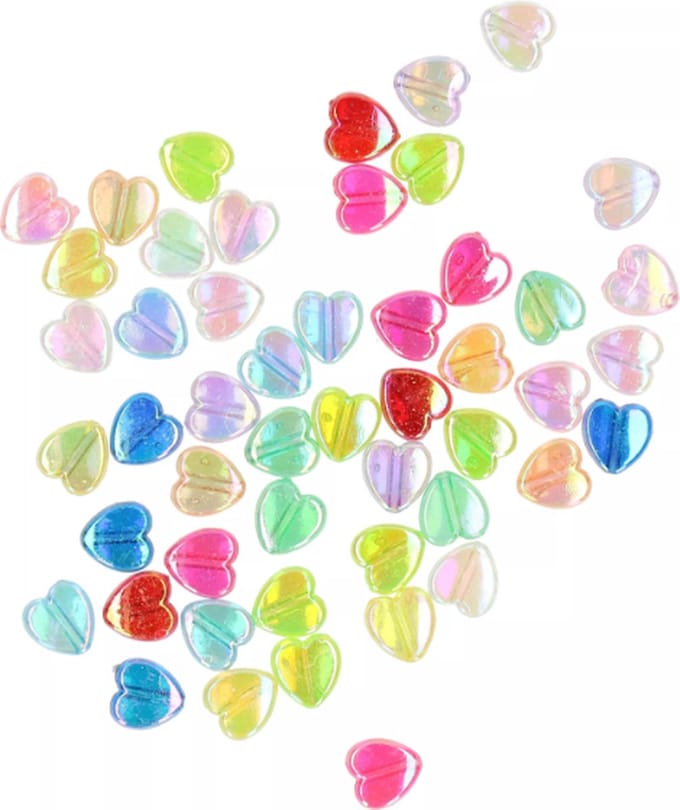 Kralen hartjes mix kr.698 - Diverse Kleuren