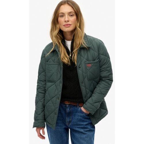 Superdry Doorgestikte Chore Liner Jas Green Grootte: 44