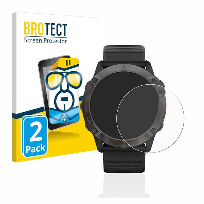 BROTECT - Screenprotector voor Garmin Fenix 6X Pro - Folie Beschermfolie transparant 2 Stuks