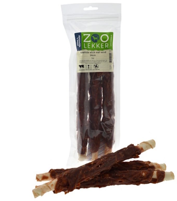 Kauwstaaf met Eend 24cm 3 Stuks Hondensnack Kauwsnack Hondenbot