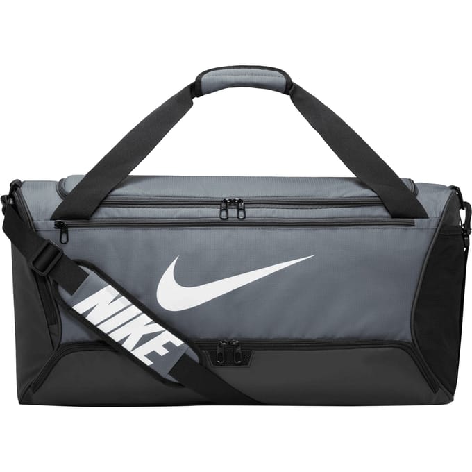 Nike Brasilia Swoosh Training 60L Duffeltas (IJzergrijs/Zwart/Wit)